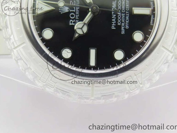 MiroTime 0116 Submariner Phantomlab Transparent KZF Best Edition Black Dial on White Rubber Strap VR StreetReady 2567